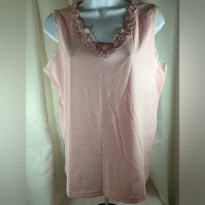 Anthony Richard’s pink sleeveless tee shirt with lace on the front  size medium